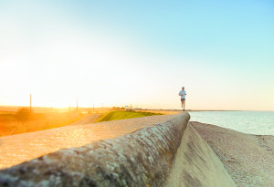 A man running on the beach