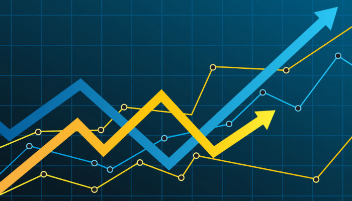 Abstract financial chart with arrow
