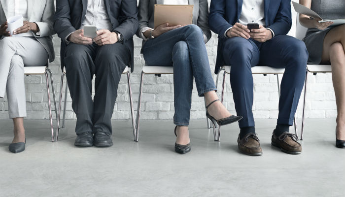 employees sitting in a row