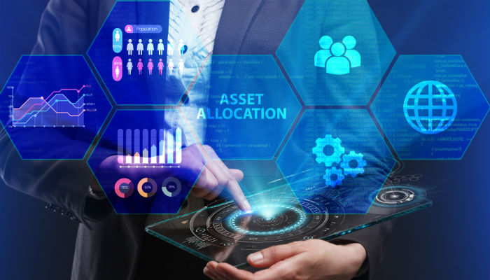 asset allocation on futuristic graphic