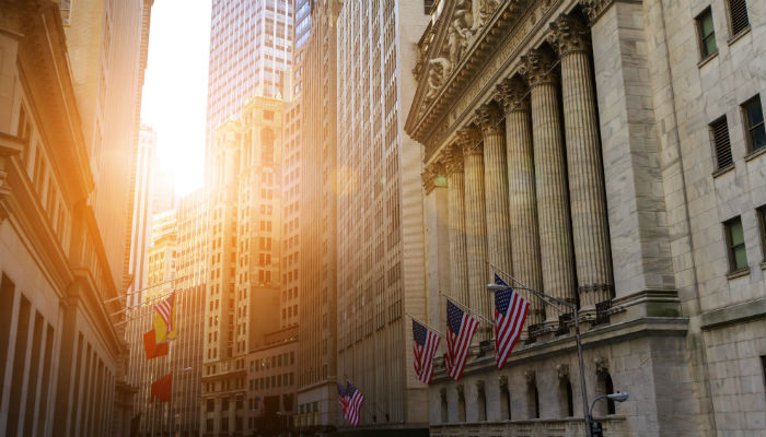 Wall street at sunrise