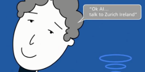 illustration of a man talking to AI
