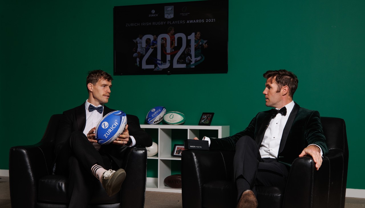 Rugby players Barry Murphy and Andrew Trimble at Zurich Rugby Players awards