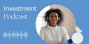 woman with headphones listening to Zurich investment podcast