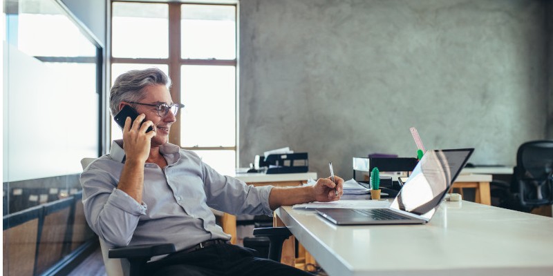 financial advisor on phone