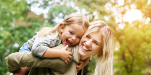 mother and daughter in park