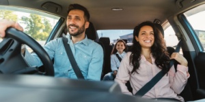 happy family driving