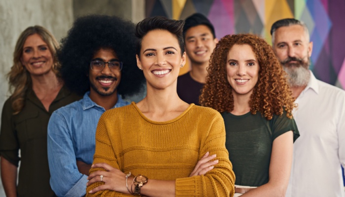 smiling group of diverse employees