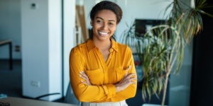 Smiling woman in office