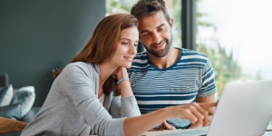 couple on laptop at home