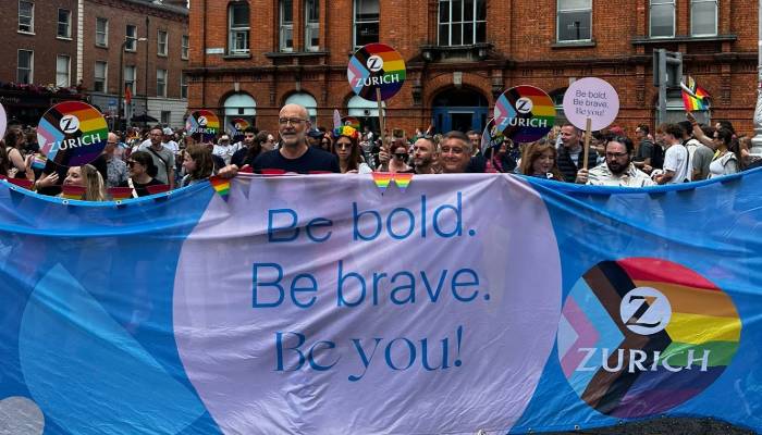 Zurich employees celebrating Dublin pride parade