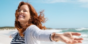 smiling woman on the beach