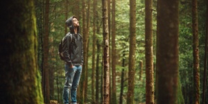 young man in forest