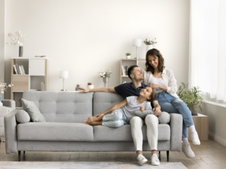 young family at home