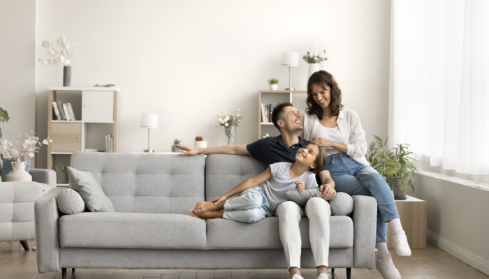 young family at home