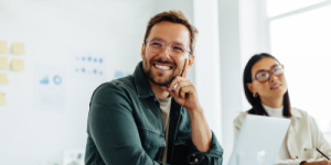 Man and woman in office