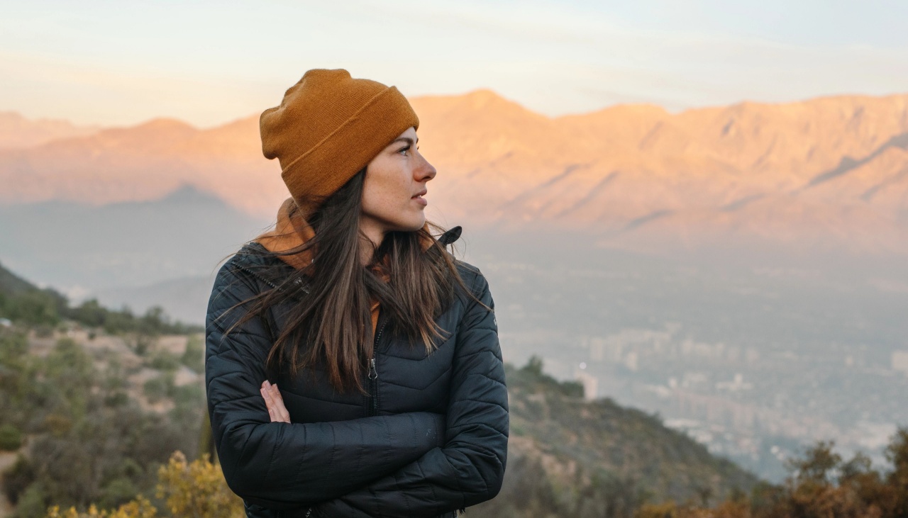 woman with mountain landscape in the background