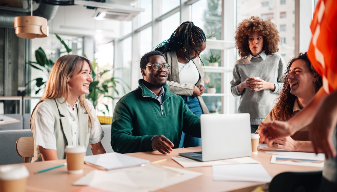 Multi ethnic group of businesspeople brainstorming