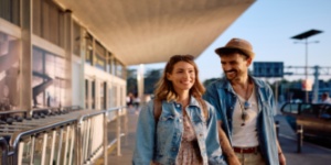 young couple  in the airport