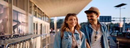 young couple  in the airport