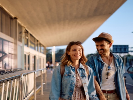 young couple  in the airport