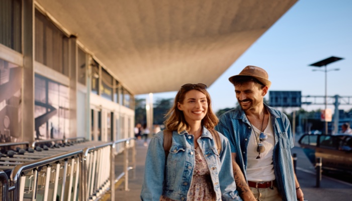 young couple  in the airport