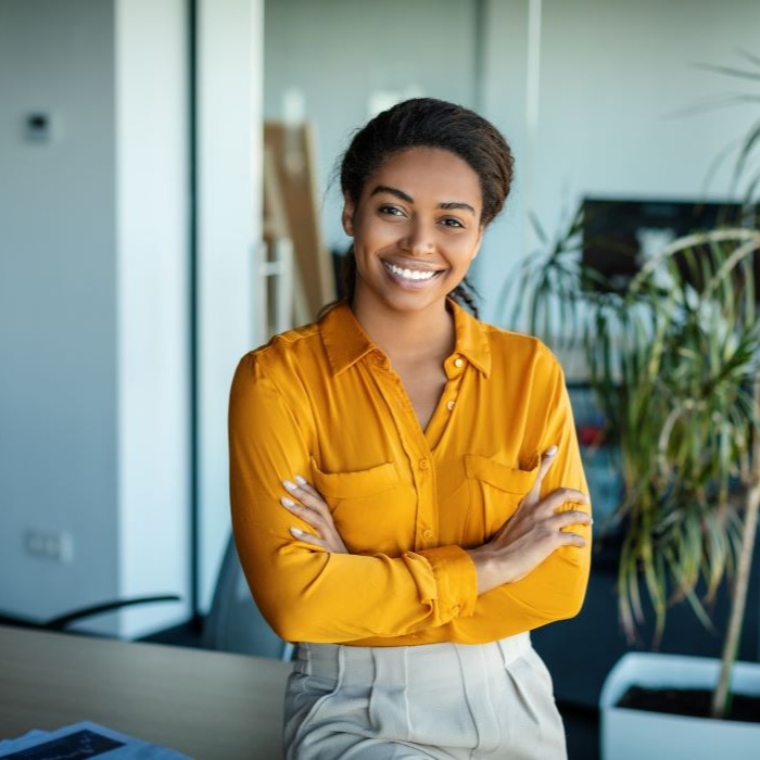 Woman with yellow top