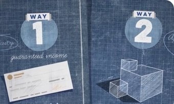 illustration showing 2 ways to save with cheque and building boxes