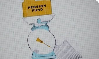 illustration showing pension fund on weighing scales